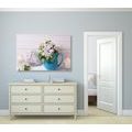 TABLEAU SUR TOILE – FLEURS DANS UN VASE - PEINTURES VINTAGE ET RÉTRO - TABLEAUX