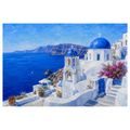 WANDBILD BLAUE KUPPELN VON SANTORINI - BILDER MEER UND STRAND - BILDER
