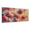 5-TEILIGES WANDBILD BLÜHENDE FRÜHLINGSZWEIGE - BILDER BLUMEN - BILDER