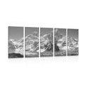 5-PIECE CANVAS PRINT BEAUTIFUL MOUNTAIN TOP IN BLACK AND WHITE - BLACK AND WHITE PICTURES - PICTURES