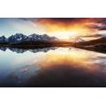 WALL MURAL DAZZLING SUNSET OVER A MOUNTAIN LAKE - WALLPAPERS NATURE - WALLPAPERS