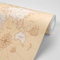 SELF ADHESIVE WALLPAPER INTERESTING BEIGE WORLD MAP - SELF-ADHESIVE WALLPAPERS - WALLPAPERS