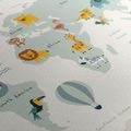 OBRAZ NA KORKU DĚTSKÁ MAPA SVĚTA SE ZVÍŘATY - OBRAZY NA KORKU - OBRAZY