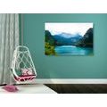 CANVAS PRINT PAINTED MOUNTAIN LAKE - PICTURES OF NATURE AND LANDSCAPE - PICTURES