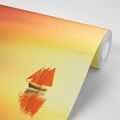 WALL MURAL ORANGE SAILBOAT - WALLPAPERS NATURE - WALLPAPERS