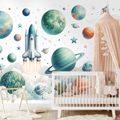 TAPETA DĚTSKÝ VESMÍRNÝ SVĚT S RAKETAMI - DĚTSKÉ TAPETY - TAPETY