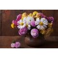 CANVAS PRINT STILL LIFE WITH AUTUMN CHRYSANTHEMUMS - PICTURES FLOWERS - PICTURES