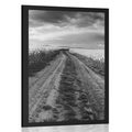 POSTER SUNSET OVER A FIELD IN SLOVAKIA IN BLACK AND WHITE - BLACK AND WHITE - POSTERS