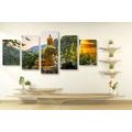 5-TEILIGES WANDBILD BLICK AUF DEN GOLDENEN BUDDHA - BILDER MIT FENG SHUI-MOTIVEN - BILDER