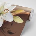 SELF ADHESIVE WALLPAPER DECENT LILY ON AN ABSTRACT BACKGROUND - SELF-ADHESIVE WALLPAPERS - WALLPAPERS
