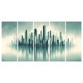 5-DÍLNÝ OBRAZ SILUETA MĚSTA S ODRAZEM VE VODĚ - OBRAZY MĚSTA - OBRAZY