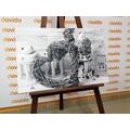 CANVAS PRINT WITH A VINTAGE TOUCH IN BLACK AND WHITE - BLACK AND WHITE PICTURES - PICTURES