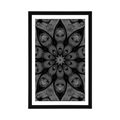 POSTER MIT PASSEPARTOUT HYPNOTISCHES MANDALA IN SCHWARZ-WEISS - SCHWARZ-WEISS - POSTER