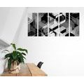 5-PIECE CANVAS PRINT ABSTRACT GEOMETRY IN BLACK AND WHITE - BLACK AND WHITE PICTURES - PICTURES