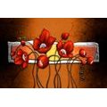 WALLPAPER RED POPPIES AND POPPY HEADS - ABSTRACT WALLPAPERS - WALLPAPERS