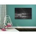 CANVAS PRINT BOAT AT SEA IN BLACK AND WHITE - BLACK AND WHITE PICTURES - PICTURES
