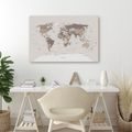 WANDBILD WELTKARTE IN BEIGE - WELTKARTEN ALS BILDER - BILDER