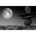 CANVAS PRINT FOLDED STONES IN A MOONLIGHT IN BLACK AND WHITE - BLACK AND WHITE PICTURES - PICTURES