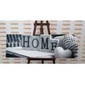 CANVAS PRINT WITH THE INSCRIPTION HOME AND A STILL LIFE IN BLACK AND WHITE - BLACK AND WHITE PICTURES - PICTURES