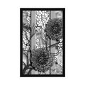 POSTER ABSTRACT FLOWERS ON A MARBLE BACKGROUND IN BLACK AND WHITE - BLACK AND WHITE - POSTERS