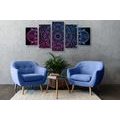 5-PIECE CANVAS PRINT MANDALA ON A BLACK BACKGROUND - PICTURES FENG SHUI - PICTURES