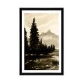 POSTER WITH MOUNT ARTISTIC LANDSCAPE IN SEPIA - BLACK AND WHITE - POSTERS