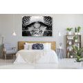 CANVAS PRINT INDIAN DREAM CATCHER IN BLACK AND WHITE - BLACK AND WHITE PICTURES - PICTURES