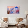 TABLEAU SUR TOILE – CÔTE DE SANTORIN AU COUCHER DU SOLEIL - TABLEAUX DE LA MER ET DE LA PLAGE - TABLEAUX
