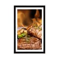 AFFICHE AVEC MONTURE STEAK DE BOEUF GRILLÉ - AVEC UN MOTIF DE CUISINE - AFFICHES