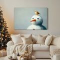 WANDBILD WEIHNACHTSSCHNEEMANN MIT VÖGELCHEN - WEIHNACHTS- UND WINTERBILDER - BILDER