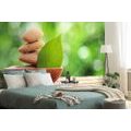 SELF ADHESIVE WALL MURAL ZEN STONES AND A LEAF IN A BOWL - SELF-ADHESIVE WALLPAPERS - WALLPAPERS