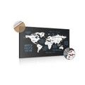 DECORATIVE PINBOARD WORLD MAP IN A MODERN DESIGN - PICTURES ON CORK - PICTURES