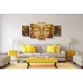 IMPRESSION SUR TOILE EN 5 PARTIES BOUDDHA SOURIANT - IMPRESSIONS SUR TOILE FENG SHUI - IMPRESSION SUR TOILE