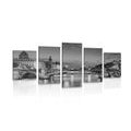 5-PIECE CANVAS PRINT DAZZLING PANORAMA OF PARIS IN BLACK AND WHITE - BLACK AND WHITE PICTURES - PICTURES