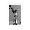 POSTER WITH MOUNT CHERRY BRANCH IN A VASE IN BLACK AND WHITE - BLACK AND WHITE - POSTERS