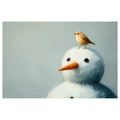 WANDBILD WEIHNACHTSSCHNEEMANN MIT VÖGELCHEN - WEIHNACHTS- UND WINTERBILDER - BILDER