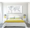 CANVAS PRINT BEAUTIFUL BLACK AND WHITE MAP OF THE WORLD - PICTURES OF MAPS - PICTURES