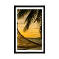 AFFICHE AVEC MONTURE HAMAC SUR LA PLAGE - NATURE - AFFICHES