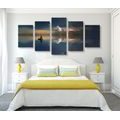 5-PIECE CANVAS PRINT BOAT AT SEA - PICTURES OF NATURE AND LANDSCAPE - PICTURES