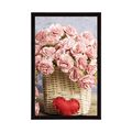 POSTER BOUQUET OF PINK CARNATIONS IN A BASKET - VASES - POSTERS