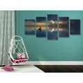 5-PIECE CANVAS PRINT BOAT AT SEA - PICTURES OF NATURE AND LANDSCAPE - PICTURES