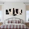 TABLEAU EN 5 PARTIES – LIGNES NOIRES ABSTRAITES - IMAGES FORMES ABSTRAITES - TABLEAUX