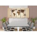 5-PIECE CANVAS PRINT WORLD MAP IN SHADES OF BROWN - PICTURES OF MAPS - PICTURES