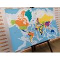 CANVAS PRINT COLORED WORLD MAP - PICTURES OF MAPS - PICTURES