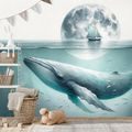 SAMOLEPÍCÍ TAPETA VELRYBA POD MĚSÍČNÍM SVITEM - TAPETY MOŘŠTÍ ŽIVOČICHOVÉ - TAPETY