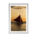 AFFICHE AVEC MONTURE BEAU COUCHER DE SOLEIL EN MER - NATURE - AFFICHES