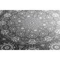 CANVAS PRINT ORNAMENTAL MANDALA WITH LACE IN BLACK AND WHITE - BLACK AND WHITE PICTURES - PICTURES