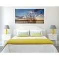 CANVAS PRINT CALM RIVER NEAR THE VILLAGE - PICTURES OF NATURE AND LANDSCAPE - PICTURES