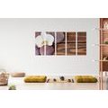 5-PIECE CANVAS PRINT WELLNESS STONES AND AN ORCHID ON A WOODEN BACKGROUND - PICTURES FENG SHUI{% if product.category.pathNames[0] != product.category.name %} - PICTURES{% endif %}