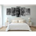 5-PIECE CANVAS PRINT BLACK AND WHITE TREE OF LIFE - BLACK AND WHITE PICTURES - PICTURES